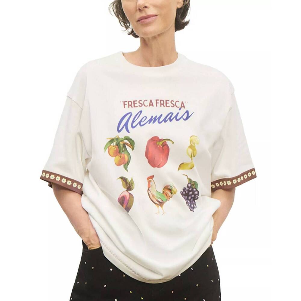 NEW ALEMAIS mercado fresca graphic tee in cream